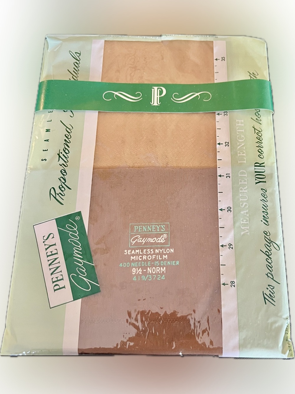 Vtg Penneys Gaymode Seamless Nylon Microfilm Stockings 9.5 NIB Deadstock